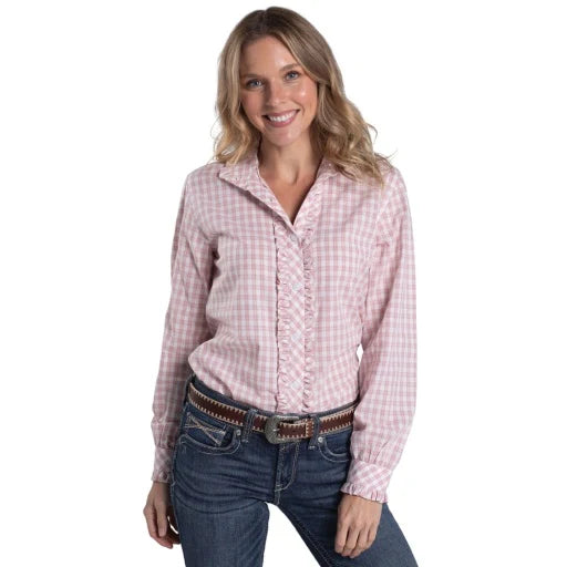 Just Country Womens Abbey Frills Full Button Print Workshirt