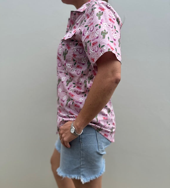 Just Country Womens Izzy Full Button Print S/S Shirt