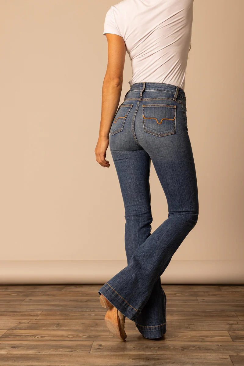 Kimes Womens Jennifer Ultra High Rise Flare 36 Leg Jeans