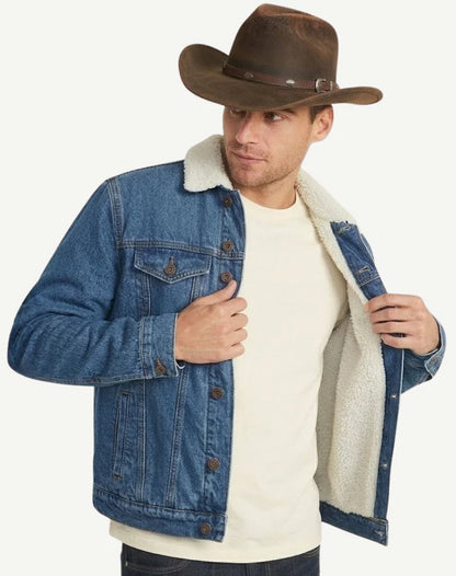 Outback Mens Sherpa Lined Denim Jacket