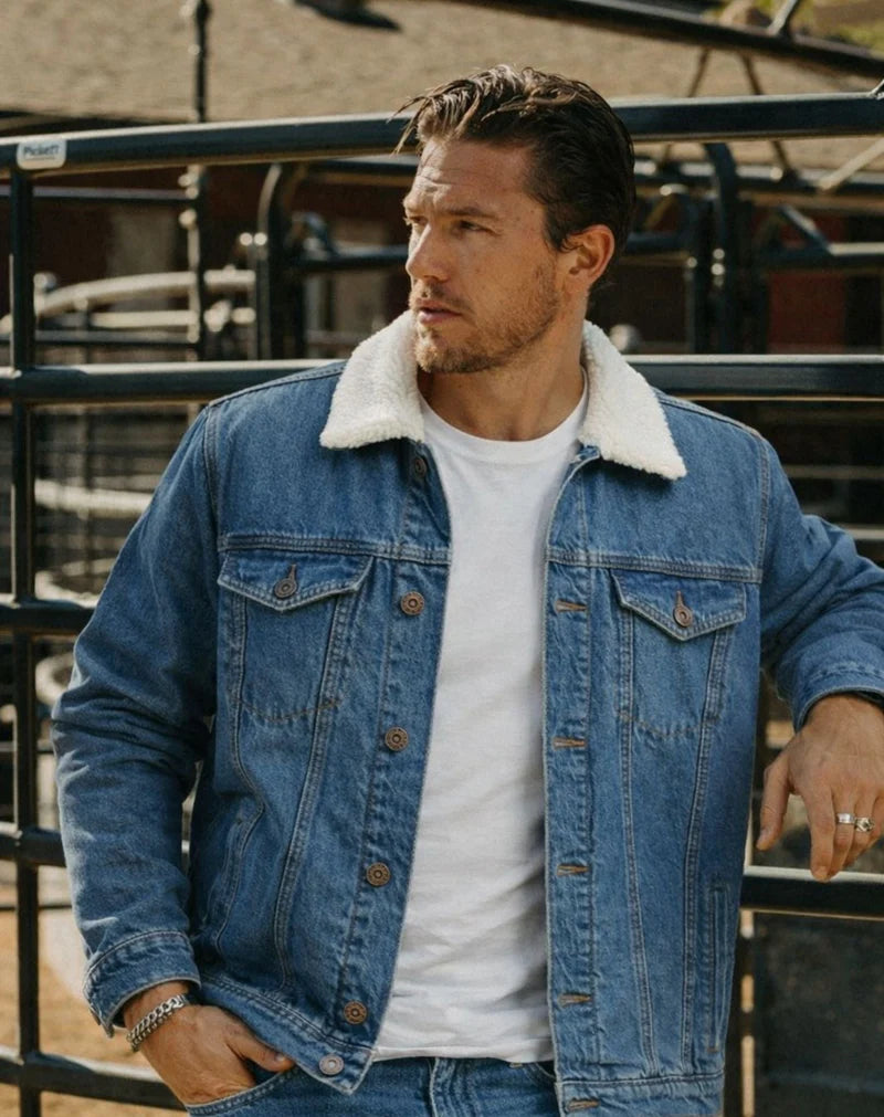 Outback Mens Sherpa Lined Denim Jacket