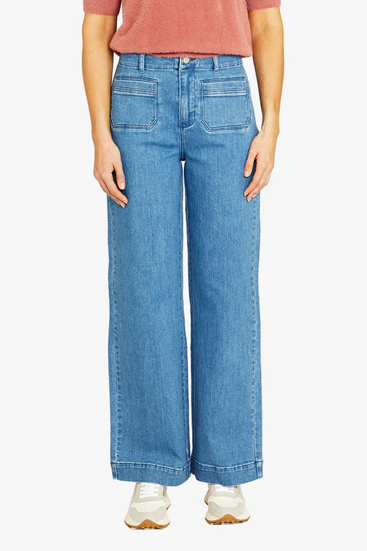 Ping Pong Womens Bright Vintage Pocket Jeans