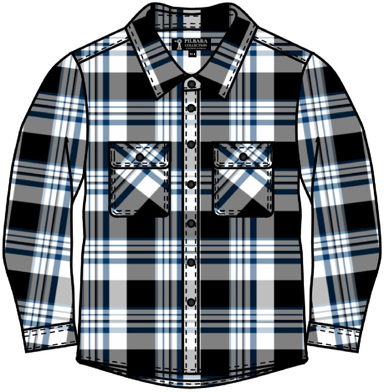 Pilbara Kids Open Front Flannelette Shirt