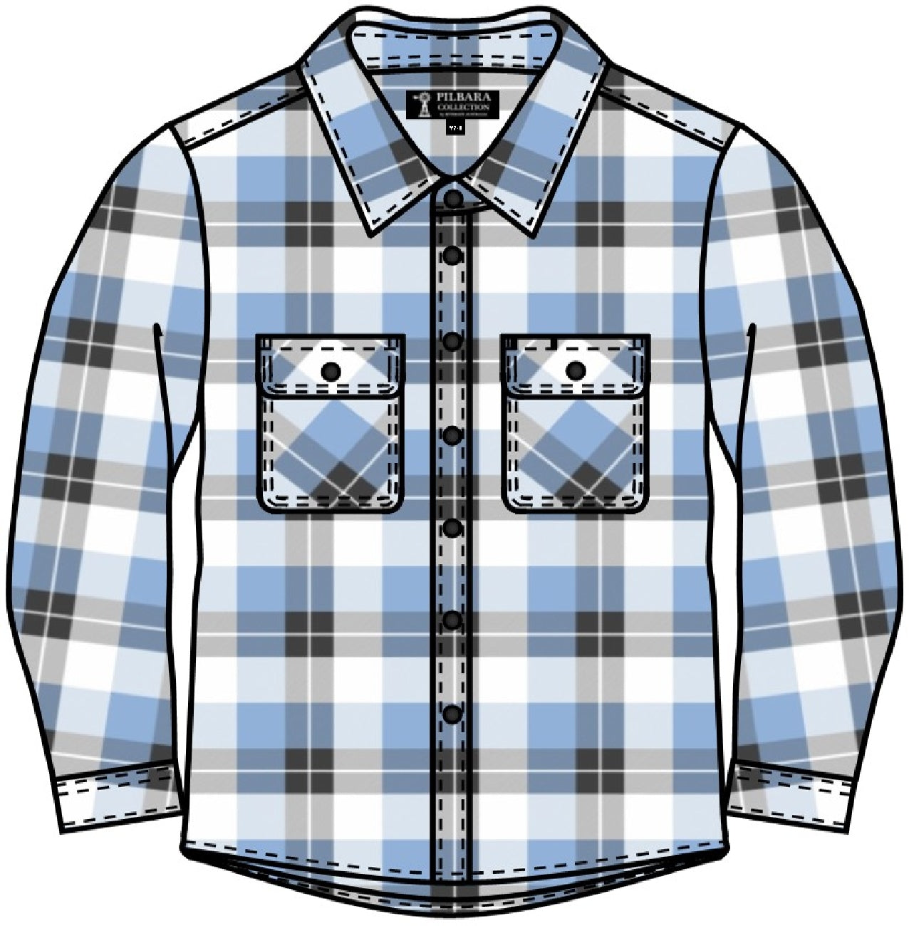 Pilbara Kids Open Front Flannelette Shirt