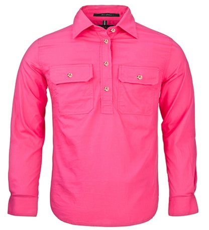 Pilbara Kids 1/2 Button L/s Shirt