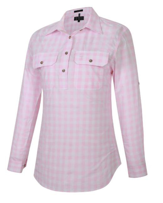 Pilbara Womens Y/D Check Closed Front L/S Shirt