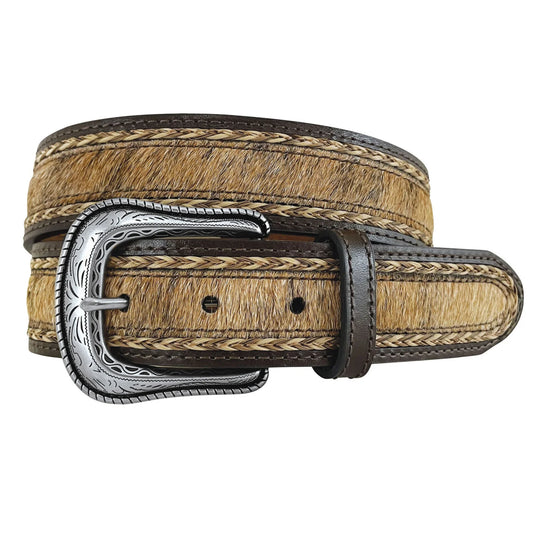 Roper Mens Genuine Leather Hair On Hide Belt