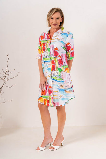 See Saw Womens 100% Linen Shirtmaker Dress