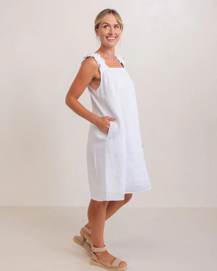 See Saw Womens Linen SL Square Neck Dress