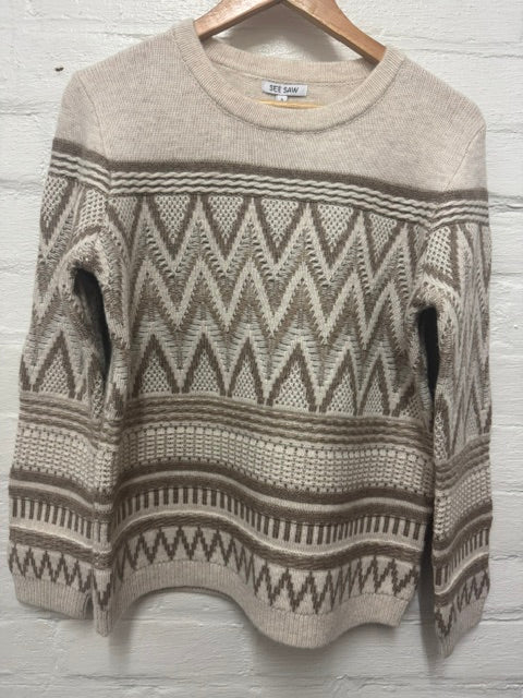 See Saw Womens Australian Woo/Nylon/Acrylic Fair Isle Sweater