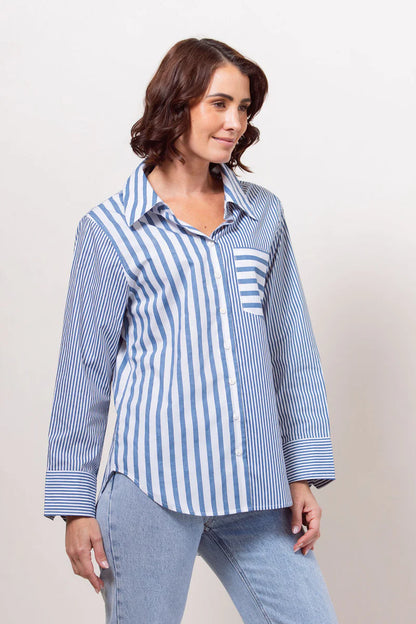See Saw Womens 100% Cotton Stripe L/S Shirt