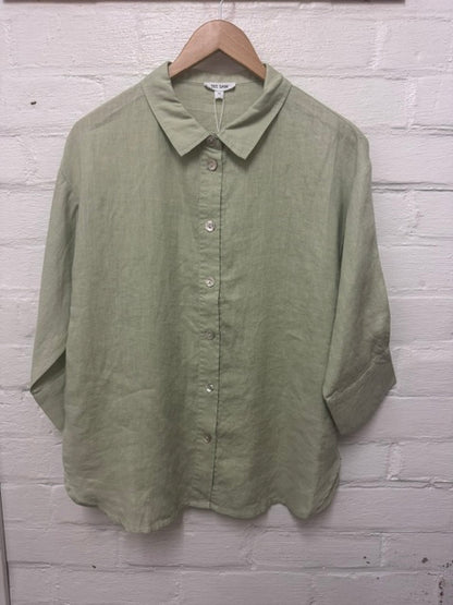 See Saw Womens 100% Linen 3/4 Sleeve Shirt