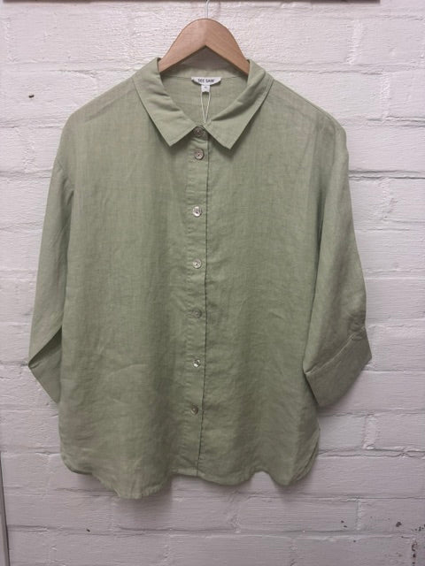 See Saw Womens 100% Linen 3/4 Sleeve Shirt