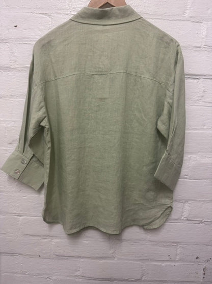 See Saw Womens 100% Linen 3/4 Sleeve Shirt