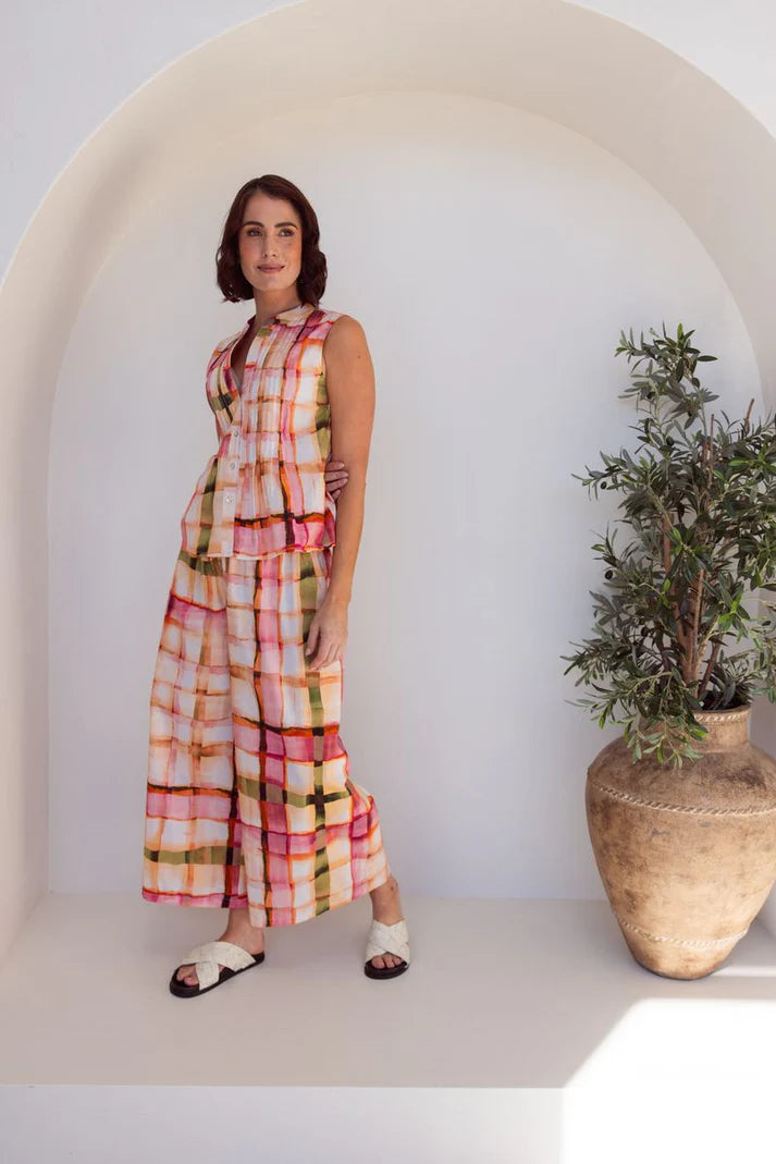 See Saw Womens 100% Cotton Shirring Wide Leg Pants