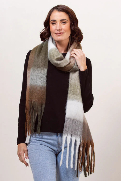 See Saw Womens 100% Acrylic Colour Block Scarf