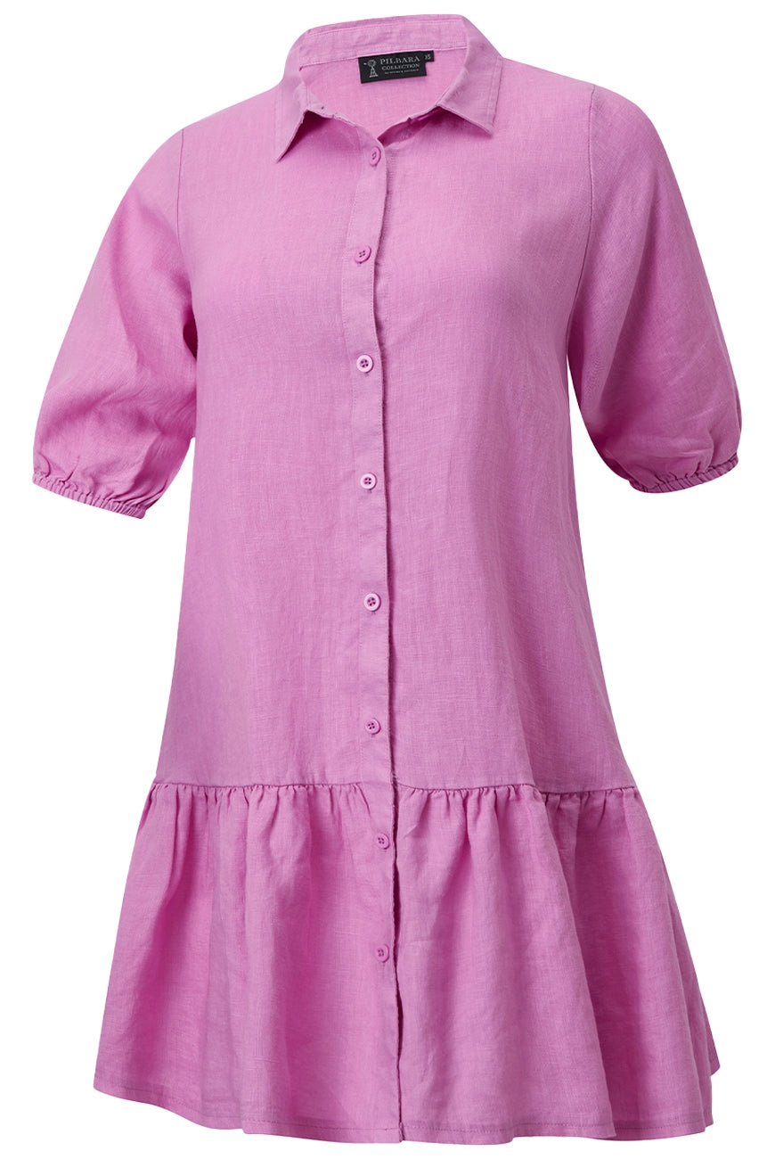 Pilbara Womens Monica Linen 3/4 Sleeve Dress