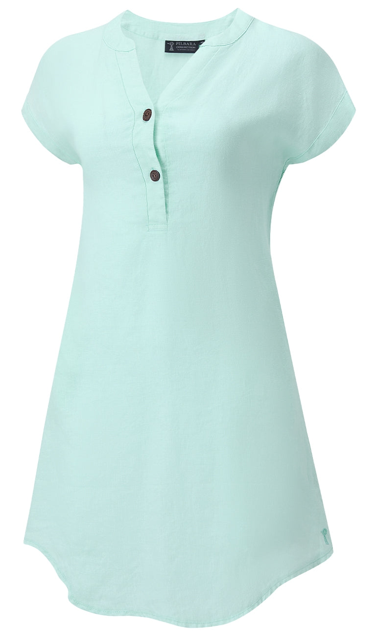 Pilbara Womens Alina Linen Cap Sleeved Dress