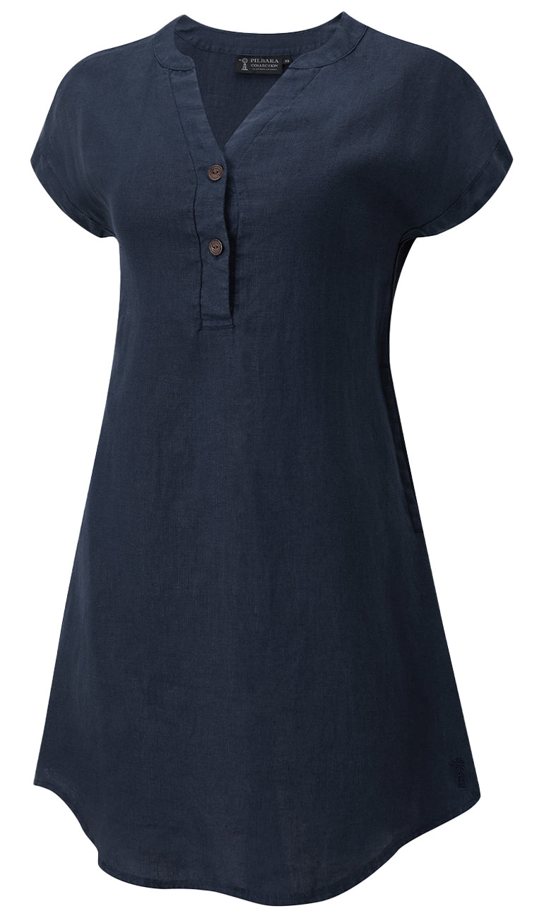 Pilbara Womens Alina Linen Cap Sleeved Dress