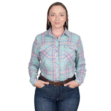 Just Country Womens Abbey Full Button Print Workshirt