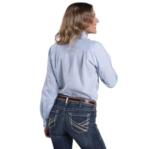Just Country Womens Abbey Frills Full Button Print Workshirt