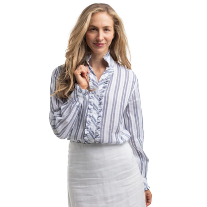 Just Country Womens Abbey Frill Full Button Print L/S Shirt
