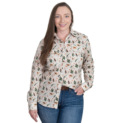 Just Country Womens Abbey Full Button L/S Print Workshirt
