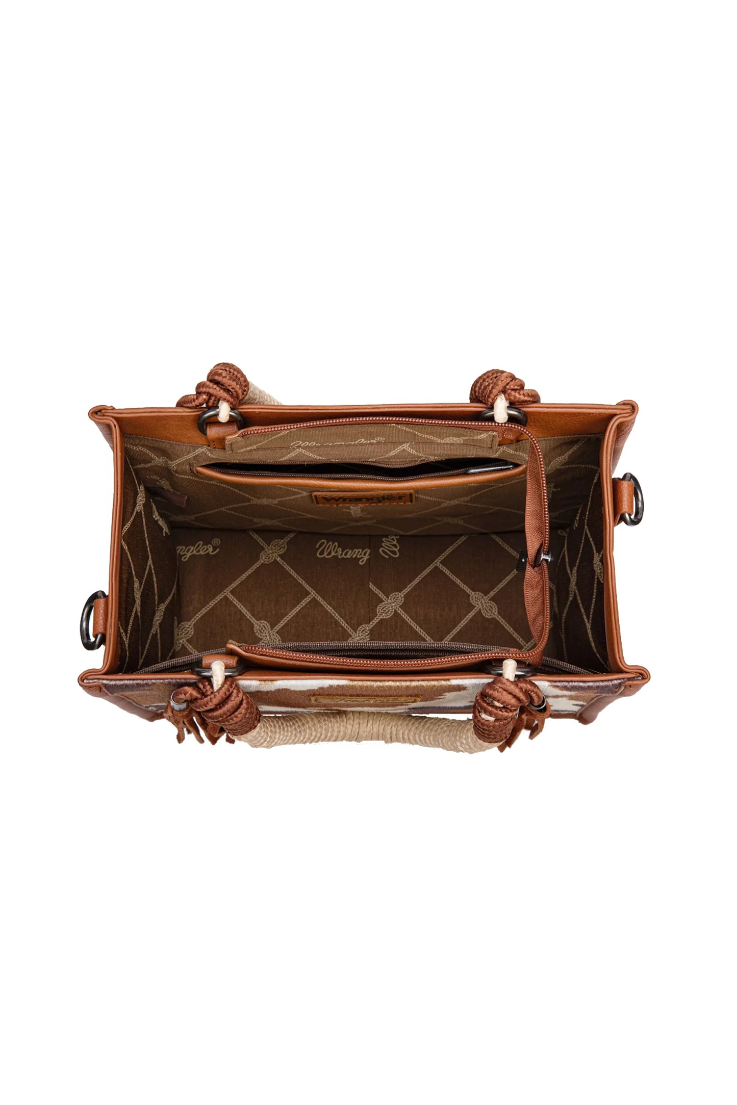 Wrangler Cow Print Tassel Crossbody Bag
