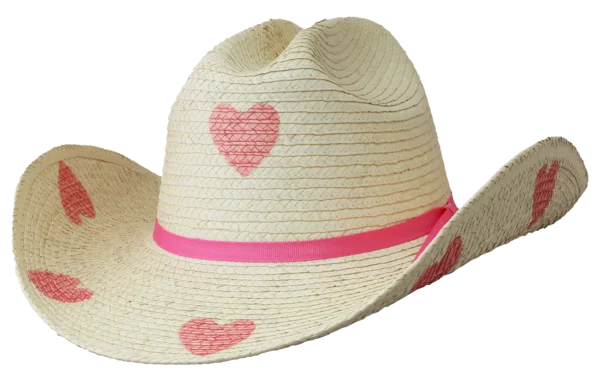 Sunbody Kids Cattleman Pink Hearts Hat