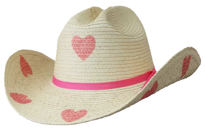 Sunbody Kids Cattleman Pink Hearts Hat